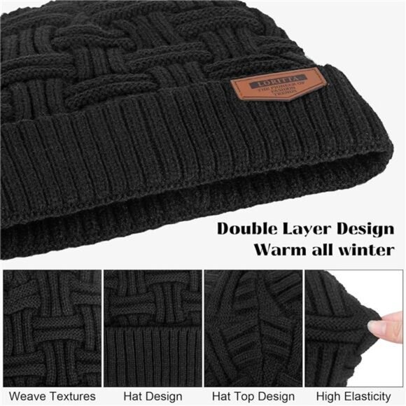 Men's Winter Hat Warm Knitted Thick Baggy Slouchy Beanie Skull Cap - Picture 2 of 5